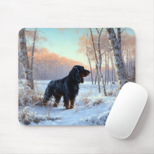 Tapis De Souris Gordon Setter Laisse Il Neige Noël (Avec souris)