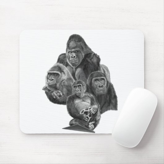 Tapis De Souris Gorilla Family Mouse Pad  ゴリラ家族のマウスパッド GorillaLife (Avec souris)