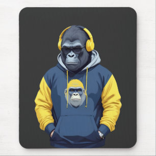 Tapis De Souris Gorilla Portant un Sweat - shirt à capuche drôle C