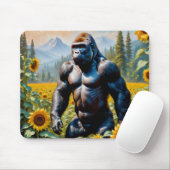 Tapis De Souris Gorille Ape Dans Un Champ De Tournesol (Avec souris)