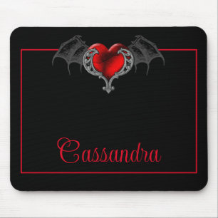 Tapis De Souris Goth Heart with Bat Wings Personnalisé