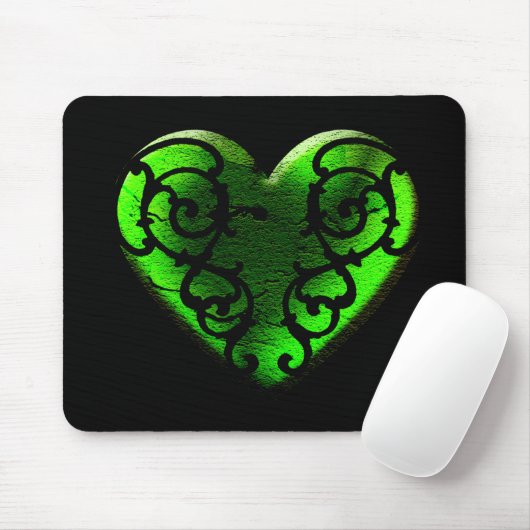 Tapis De Souris Goth St. Patrick's Day Coeur vert (Avec souris)
