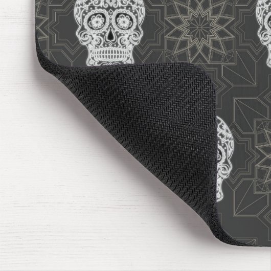 Tapis De Souris Gothic Sugar Skull and Grey Geometric Pattern (Coin)