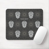 Tapis De Souris Gothic Sugar Skull and Grey Geometric Pattern (Avec souris)