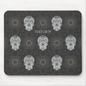 Tapis De Souris Gothic Sugar Skull and Grey Geometric Pattern (Devant)