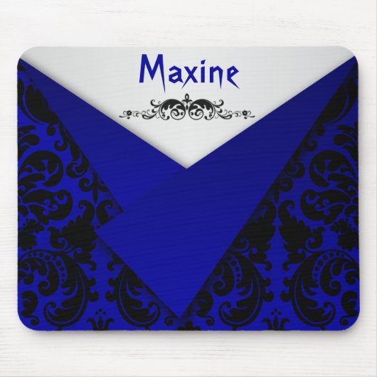 Tapis De Souris Gothique Bleu et Noir Damas Mousepad (Devant)