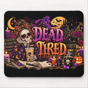 Tapis De Souris Gothique Halloween squelette sorcière café épuisé