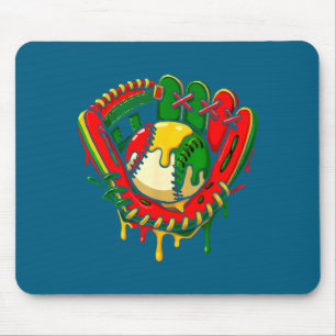 Tapis De Souris Goutte de baseball juneteenth fierté noire africai