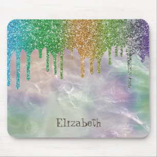 Tapis De Souris Gouttes de Paillettes Arc-en-Ciel Modernes Opale H