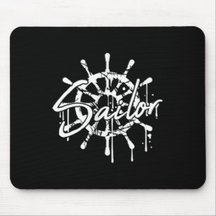 Tapis De Souris Gouvernail de bateau de marin Graffiti Drops Voile