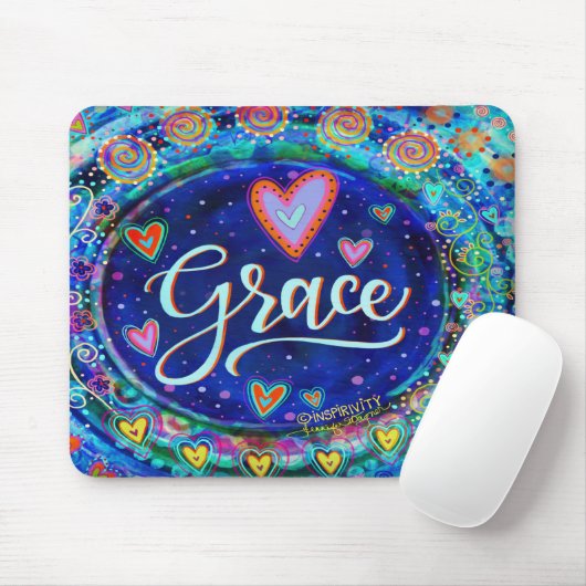 Tapis De Souris Grace Blue Moderne Whimsical Inspirivity (Avec souris)