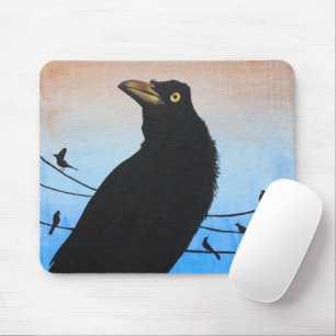 Tapis De Souris Grackle Austin Texas Amoureux des Oiseaux Peinture