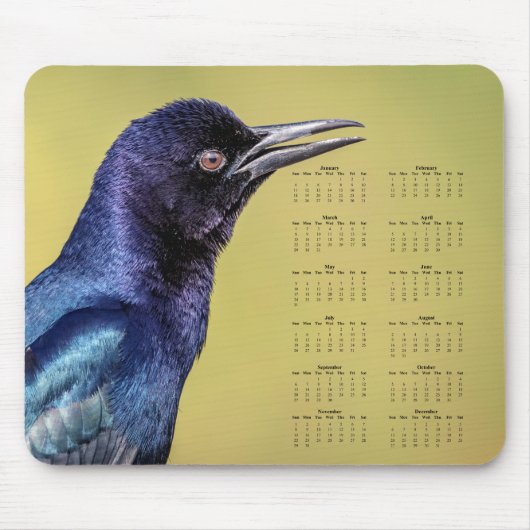 Tapis De Souris Grackle - Customizable full year 2026 calendar (Devant)