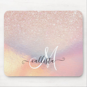Tapis De Souris Gradient holographique de Rose Gold Glitter Irides