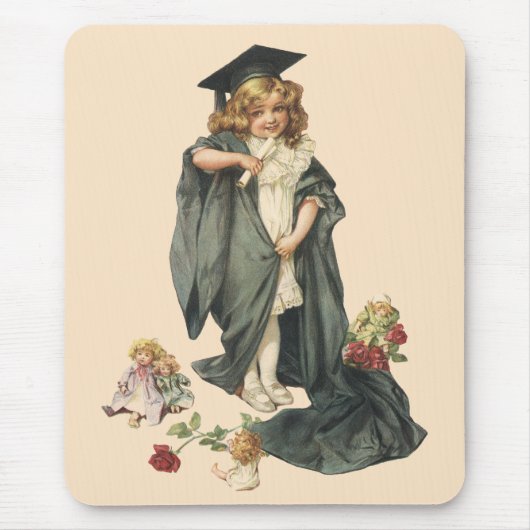Tapis De Souris Graduation vintage, Fille portant un Casquette et  (Devant)
