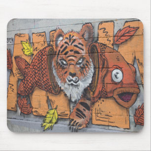 Tapis De Souris Graffiti à poisson orange bizarre