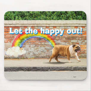 Tapis De Souris Graffiti Chien et Arc-en-ciel