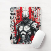 Tapis De Souris Graffiti guerrier Cyberpunk Mousepad - Rouge, Noir (Avec souris)