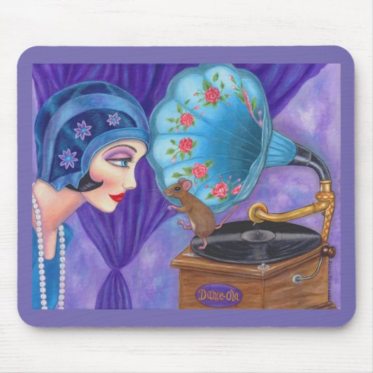 Tapis De Souris Gramophone Flapper Girl Roaring Twenties Souris (Devant)