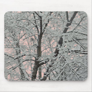 Tapis De Souris Grand Arbre De Mousepad En Neige