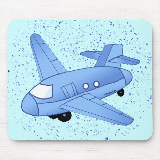 Tapis De Souris Grand Avion Bleu (Devant)