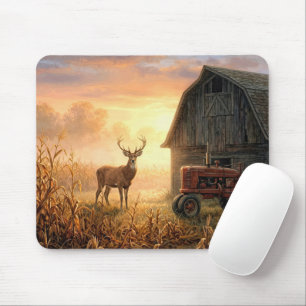 Tapis De Souris Grand Buck dans le lever de soleil campagnard