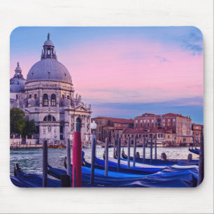 Tapis De Souris Grand Canal avec gondoles et église à Venise