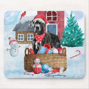 Tapis De Souris Grand chien Danois dans la neige Maison de chien d