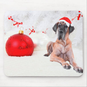 Tapis De Souris Grand chien Danse Casquette Joyeux Noël Ornement r