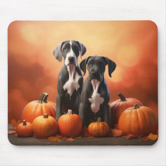 Tapis De Souris Grand Chiot Danse Automne Délice Citrouille (Devant)