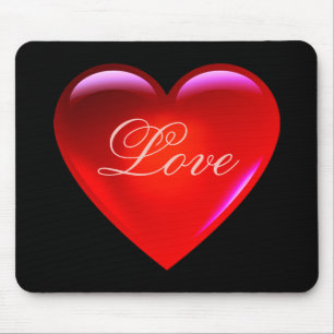 Tapis De Souris Grand coeur d'amour rouge/beaucoup d'amour/coeur a