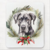 Tapis De Souris Grand Dane Noël Wreath Festive Pup (Devant)