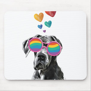 Tapis De Souris Grand Danois avec coeurs Saint-Valentin