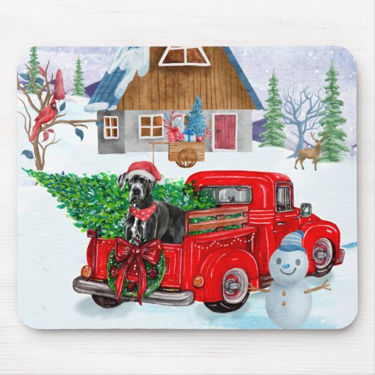 Tapis De Souris Grand Danois Chien En Livraison De Noël Camion Nei (Devant)