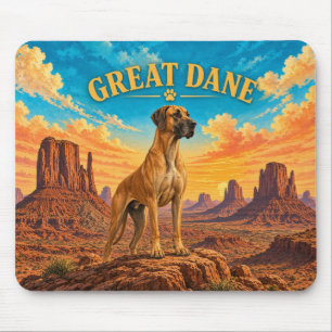 Tapis De Souris Grand Danois, Monument Bluff Aquarelle Vintage
