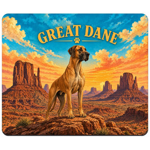 Tapis De Souris Grand Danois, Monument Bluff Aquarelle Vintage