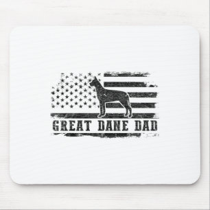Tapis De Souris Grand Danois Papa Drapeau Américain en détresse Pa