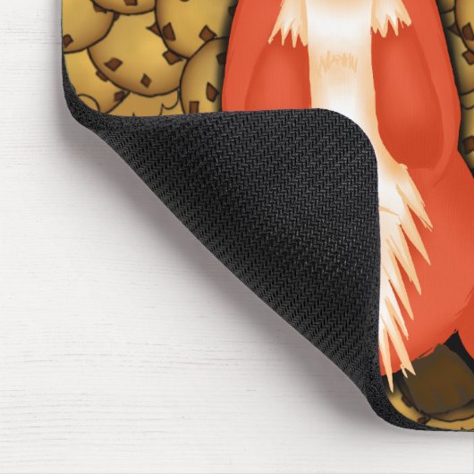 Tapis De Souris Grand Fox observé mignon mangeant un biscuit (Coin)