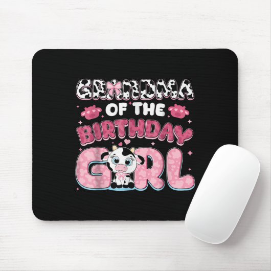 Tapis De Souris Grand-Mère De L'Anniversaire Fille Ferme Vache Gra (Avec souris)