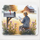 Tapis De Souris Grand-mère lit une lettre de grand-enfant (Devant)