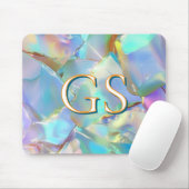 Tapis De Souris Grand monogramme ou nom sur Opal (Avec souris)