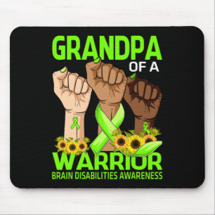Tapis De Souris Grand-Père D'Un Guerrier Handicap Cerveau En Main