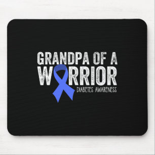 Tapis De Souris Grand-père d'un guerrier T1D Diabetic Blue Ribbon 