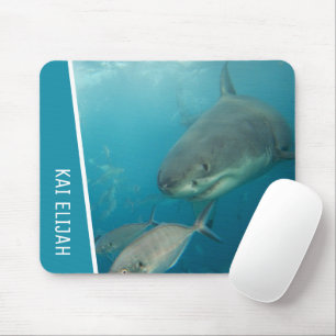 Tapis De Souris Grand Requin Blanc Avec Océan Poisson