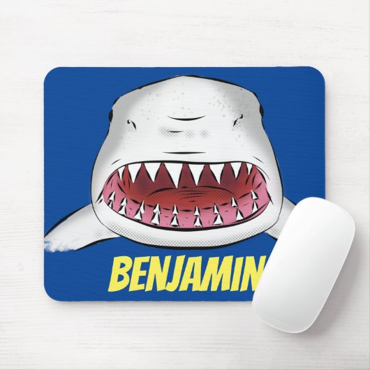 Tapis De Souris Grand requin blanc moyen dessin animé (Avec souris)