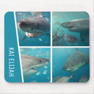 Tapis De Souris Grand requin blanc Océan Australie Photo Collage