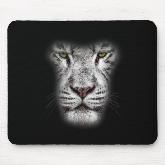 Tapis De Souris Grand Visage de Lion Chat Avec Les Yeux Vert Foncé (Devant)