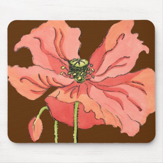 Tapis De Souris Grande Fleur rose avec Arrière - plan rouge profon (Devant)