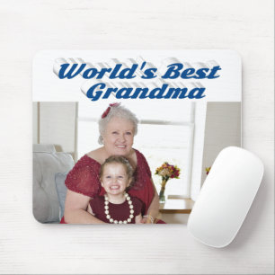 Tapis De Souris Grandma Photo typographie bleu marine