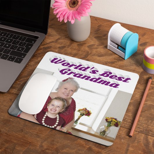 Tapis De Souris Grandma Photo typographie violette